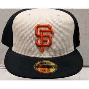 New San Francisco Giants New Era 59Fifty Hemp Black White Fitted Hat  size 7 1/2